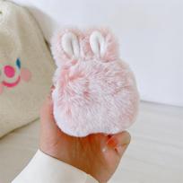 Funda Airpods Pro 3/4/Pro 2/Pro/3/2 Cute Rabbit Bunny Ear Case Soft Fluffy Pompom 360 Protective -Drop Earphone Bag for airpods 3 gray