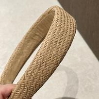 Raffia Grass Headband Wide Cross Braided Hairband Plain Vacation Headbands Simple Daily Women Hair Accessories beige
