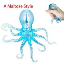 Squishy Octopus Stress Suagr Balls, Soft Octopus Taba Squishy Toys, Glitter Sea Animal Squeeze Toys For Birthday Gifts blue