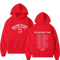 Bruno Mars The Romantic Tour Print Hoodie Man Woman Fashion Pullover Long Sleeves Loose Casual Sweatshirts S red