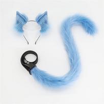 2 vnt./komplektas pliušinių kačių ausų ir uodegos rinkinys Realistiška Lolita lankelis Kačiuko uodega Cosplay rekvizitai Rankų darbo modeliavimas Gyvūnų ausys ear and tail gray
