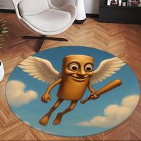 Tung Tung Tung Sahur (1) Round Office Rug Decorative Floor Rug for Office Bedroom Living Room and Home Space 80cmx80cm brown