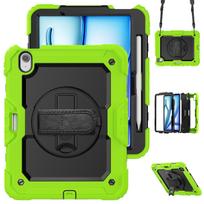 For IPad Air 11 M2 A2902 2024 , Military Grade Shockproof Protector Silicone Cover Pencil Holder+Handle Shoulder Strap iPad Air 11 M2 A2902 green