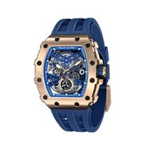 TSAR BOMBA Automatic Japanese Tonneau 5 ATM Water Stainless Gold and Blue Men's Watch, Movement, Shape, Resistant, Steel, Business, Sports, Luxury,