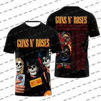 Guns N’ Roses World Tour Schedule List TShirt Fans Gift T-Shirt Fashion Men and Women Concert Clothing Casual Oversized Top 5XL black