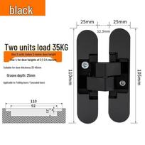 3D reguliuojamas 180° paslėptas nematomas sulankstomos durų vyris 110*24 mm (Black)