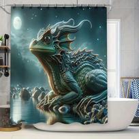 Magical Dragon Shower Curtain Hd Printed Fantasy Design For Bathroom Decor – Waterproof Fabric With Rings. W60H190(CM)-1 Pcs gray