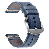 18mm 20mm 22mm 24mm Handmade Stitching Calfskin Watch Strap Men Vintage Italian Cowhide Watch Band for Tudor for Seiko Bracelets 18mm mėlyna