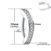 14G G23 Titano Clicker bambos žiedas, 10/12mm atvirkščiai lenktas lankelis bambos štanga kūno auskarų vėrimo papuošalas white