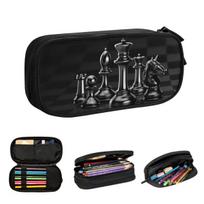 Black King Chess The-chessboard Pencil Cases for Students Gifts Pen Box Pencil Bag Big Capacity Pencil Pouch 21x10.5x5cm black