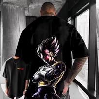 New Dragon Ball Z Anime Vegeta Printed T-shirt Summer unisex Loose and Breathable cotton T-shirt Top M gray