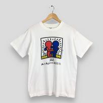Vintage 1993 Keith Haring Hug Pop Art T shirt Medium Keith Haring Act Against Aids Artwork Streetwear 80s Graffiti White Tees Size M 130 white