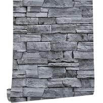 Madingas vintažinio stiliaus plytų akmens lipni tapetų rulonas, PVC vandeniui atsparus nuplėšiamas ir klijuojamas sienos lipdukas, DIY plytų sienos dekoras 1mx45cm gray