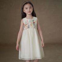 Hacikis Girls' Summer Embroidered Vest Dress 130 smėlis