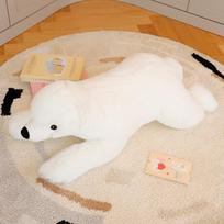 Cute simulation polar bear doll plush toy lying down bear hugging bear doll children's rag doll birthday gift 60cm white