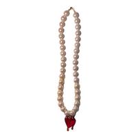 Elegant Imitation Pearl Beaded Necklace Heart Choker Wedding Party Jewelry Gift 1 gray