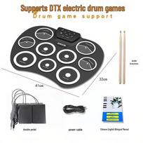 G3002 Silikoninis elektroninis būgnų rinkinys pradedantiesiems, suaugusiems ir vaikams black