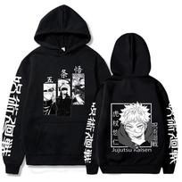 Anime Jujutsu Kaisen Hoodies Vyriški Satoru Gojo Spausdinti megztiniai Rudens žiemos Harajuku Hoody Gooded Streetwear Didelio dydžio gobtuvas S black