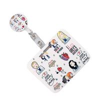 Grey's Anatomy Keychain Easy Retractable Nurse Dentist Badge Reel Clip Cartoon Doctor Student IC ID Card Badge Holder