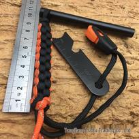 Outdoor Survival Flint Fire Starter with Paracord Lanyard brown