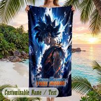 Dragon Ball Beach Towel, Personalized Custom Name Text, Quick Dry Large Absorbent Towel For Beach Pool 70cmx140cm(27x55inch) blue