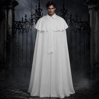 Viduramžiškas Gothic Ilgas Apsiausto Kostiumas Helovino Cosplay Vampyrų Šventė Sceniniai Pasirodymai Unisex Suaugusiems XXL balta
