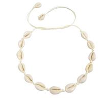 Boho Beach Bohemian Shell Choker karoliai Moterims Merginoms Vasaros papuošalai Grandininiai pakabukai su apvalkalu karoliai balta