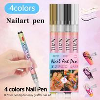 New 4/12pcs/Set Colourful Nail Art Graffiti Pen Waterproof Diy 3d Nail Art Drawing Pen Abstract Lines Fine Painting Tools beige