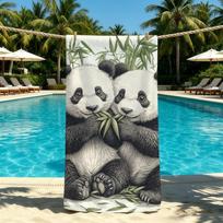 Rankšluostis Panda Lauko Stovyklavimui Paplūdimio Rankšluostis Mielas Bambukinis Super Sugeriantis Greitai Džiūstantis Vasarinis Rankšluostis 80cm×160cm