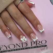 White French Short Press On Nails With 3D Bowknot Nude Fake Nails Artificial Tips For Women DIY Manicure gray