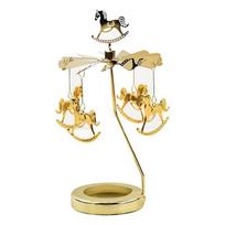Metalinis besisukantis žvakidė, maitinamas šiluma, besisukantis mechanizmas, arbatinės žvakidė, elegantiškas stilius, suktukas, karuselė beige