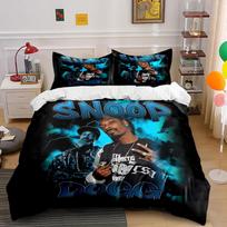 Snoop Dogg Black Blue Design Bedding Duvet Cover Set Duvet Cover Pillowcases  (1*Duvet Cover 2*Pillowcases, without duvet insert) 135x200cm white
