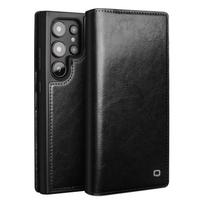 Qialino Genuine Leather Flip Mobile Phone Bag Case for Samsung Galaxy S24 Ultra Plus Real Premium Natural Cowhide Retro Cover Galaxy S24 Ultra