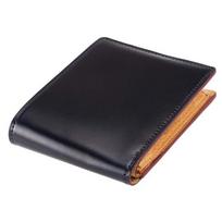 [Kipris] Oil Shell Cordovan & Vacchetta Leather Bi-fold Wallet with Coin Purse - Navy 5462