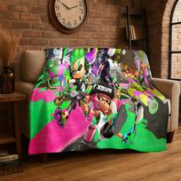 funny Splatoon 3 Cartoon Game Flannel Blanket Soft Warm Throw Blanket for Bedroom Living Room Bed Travel Camping Picnic Gift 75x90cm green