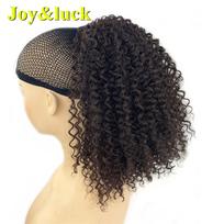 Joy&luck Afro Kinky Curly Pūstas Suraukiamas Uodegos Plaukų Kuodelis Afrikos Juodaodėms Moterims Ruda Spalva Sintetinis Kuodelio Šukuosenos Plaukai 2 black
