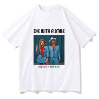 Lady Gaga & Bruno Mars  Die With A Smile  Graphic T-Shirt, Unisex Vintage Style Cotton Tee, Fan Collaboration Merch Top 2XL įvairiaspalvis