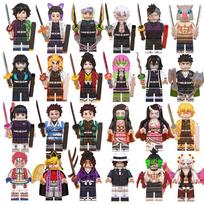 Demon Slayer Nichirin kardas konstravimo kaladėlės žaislas, Yoriichi minifigūrėlės ginklo aksesuaras, Mugen traukinio naujas surinkimo modelis Season 1+2+3 - 24pcs