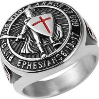 Men's Ring Templar Red Cross Cross Shield Ring European and American Exaggerated Accessories 13 gray