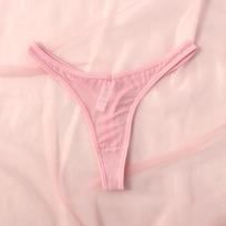 Elegant Seamless T-back G-string Thong Lingerie In Translucent Mesh S rožinė