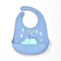 Silicone World 1PC Waterproof Bibs Baby Kids Stuff Cute Cartoon Printed Kids Bib Adjustable Soft Silicone Bib Baby Feeding Stuff white