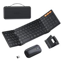 ProtoArc XKM01 Wireless Keyboard and Mouse Simultaneous Connection to 3 Full Smartphone Storage Bag Bluetooth Keyboard Black Set, Foldable, Devices,