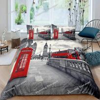 Big Ben Comforter Cover Boys Famous Telephone Booth Bedding Set For Teens Retro London Cityscape Duvet Cover Set With Pillowcase EU Single 135*200cm/53x79in 3pcs