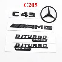 3D ABS Juodos C43 raidės BITURBO 4MATIC ženklelis Automobilio lipdukas Mercedes Benz galinei žvaigždei BITrunk AMG emblema AMG W205 W206 C205 BA162Y