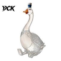 Sculpted Glass Bottle Goose Shaped Whiskey Decanter, 3D Animal with Stopper, Decor Novelty Wine Dispenser for Home Bar, Gift Lovers Art Collectible B white