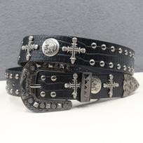 Prabangus kniedėmis kryžius kaukolė Diržas Metalinės piramidės dirželiai Vyrai Moterys Punk Rock Metalinės detalės Džinsai Dizainerio Juosmens diržai diržai moterims 125cm black