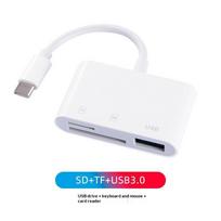 Multi Port Adapter Phone To Usb Tf Card Reader Charging Splitter Hub For Mobile Phone Data Transfer Daily Office Use A1