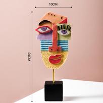 Creative Face Art Statue Sculpture Resin Crafts Figurine Abstract for Living Room Ornament Home Office Desktop Decoration Gift beige