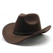 Wool Felt Cowboy Hat With Sunshade For Outdoor And Festival Use Style G black