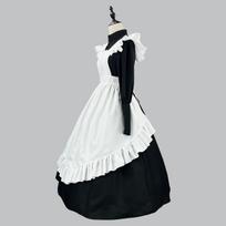 Black & White Long Lolita Maid Dress - Japanese Cosplay Costume 5XL juoda